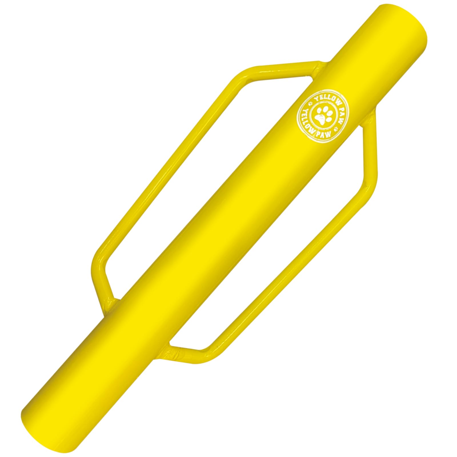 Yellow Paw front view of T post driver showing robust steel body and fitted sleeve, durable tool benefit