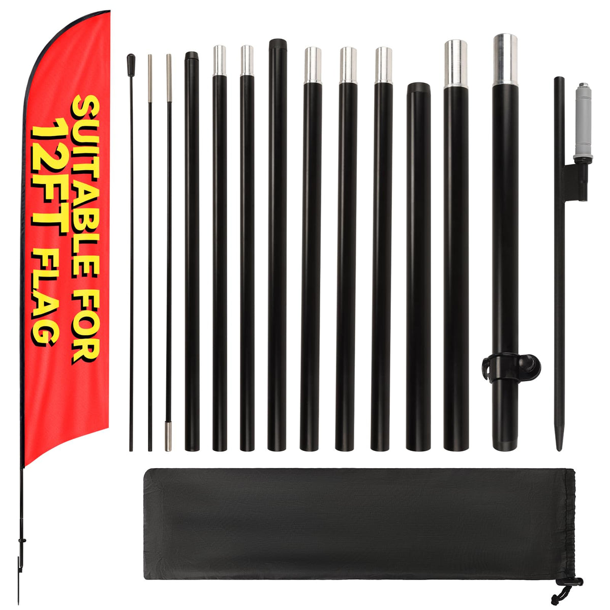 yeload full kit front view showing pole and stake for easy setup