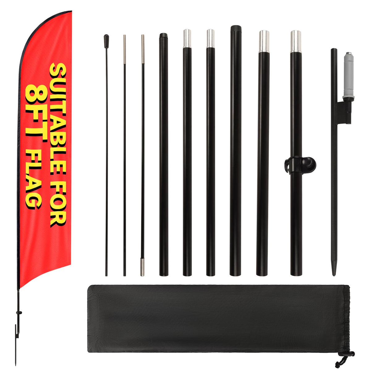 yeload front assembled flag pole showing sturdy display and visibility