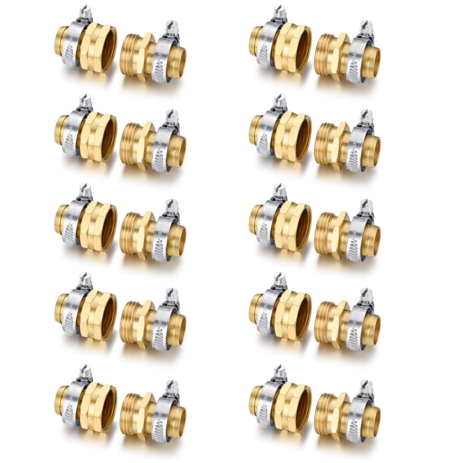 YELUN front view of brass connector kit showing complete set and benefit of readiness