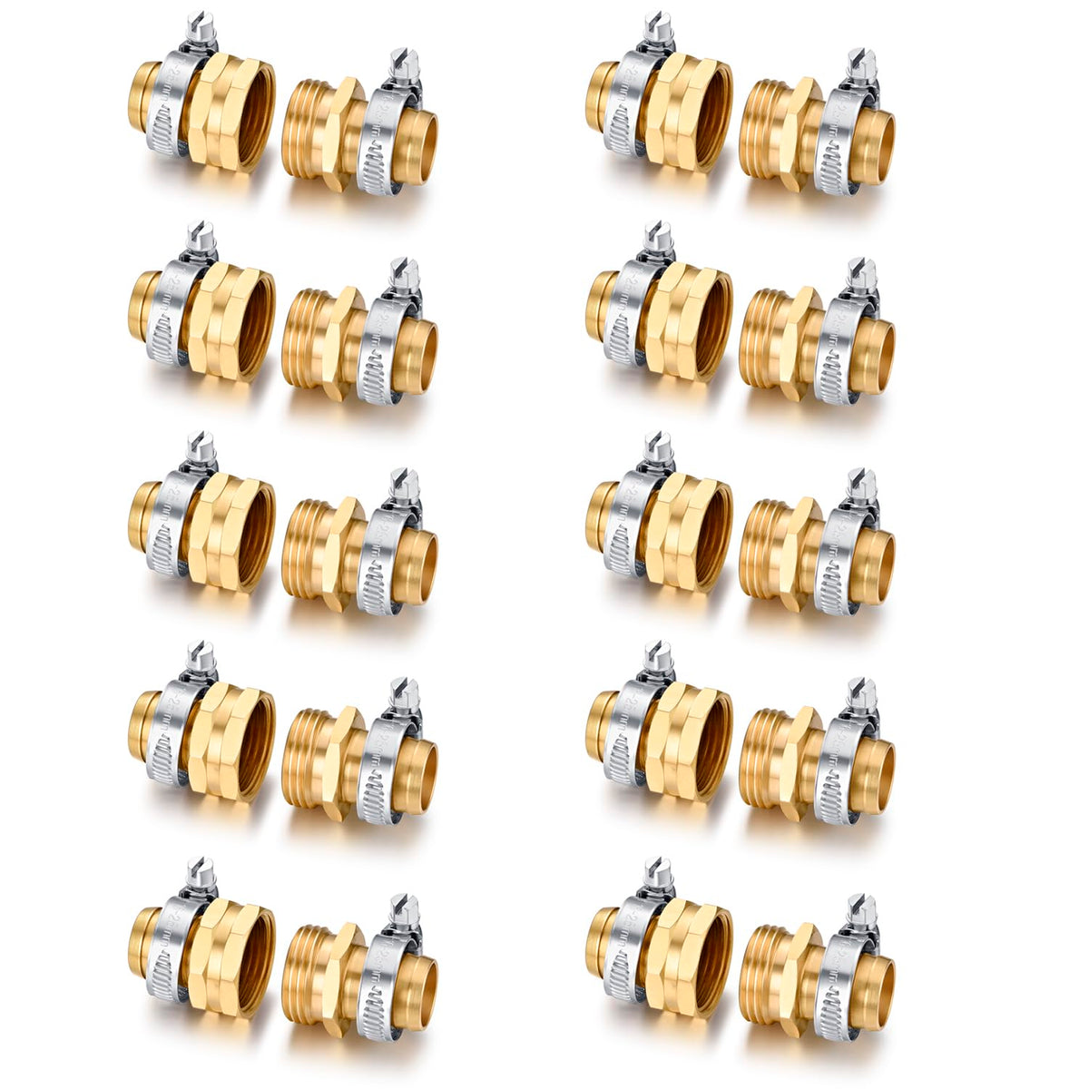 YELUN front view of brass connector kit showing complete set and benefit of readiness