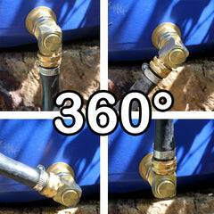 YELUN elbow installed on faucet demonstrating smooth hose rotation and reduced strain