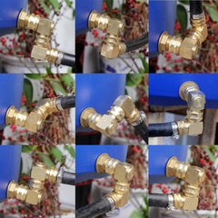 YELUN side profile showing the 90-degree elbow shape that prevents hose kinks
