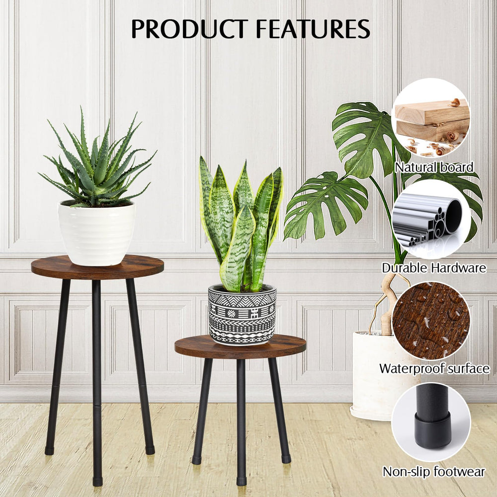 YENGOTH stands styled with potted plants in living room for decorative impact