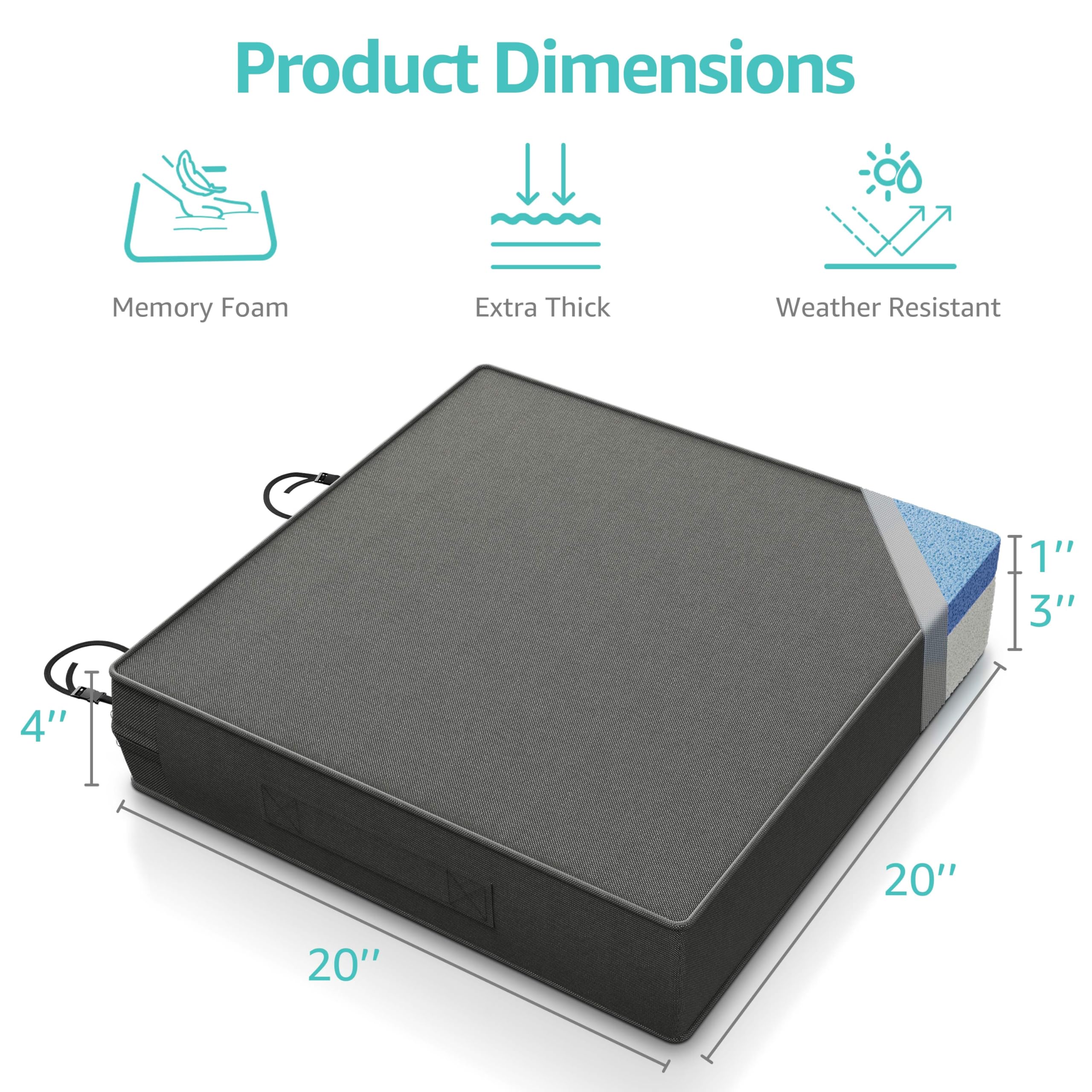 YENING side profile highlighting 4-inch thickness for firm supportive seating