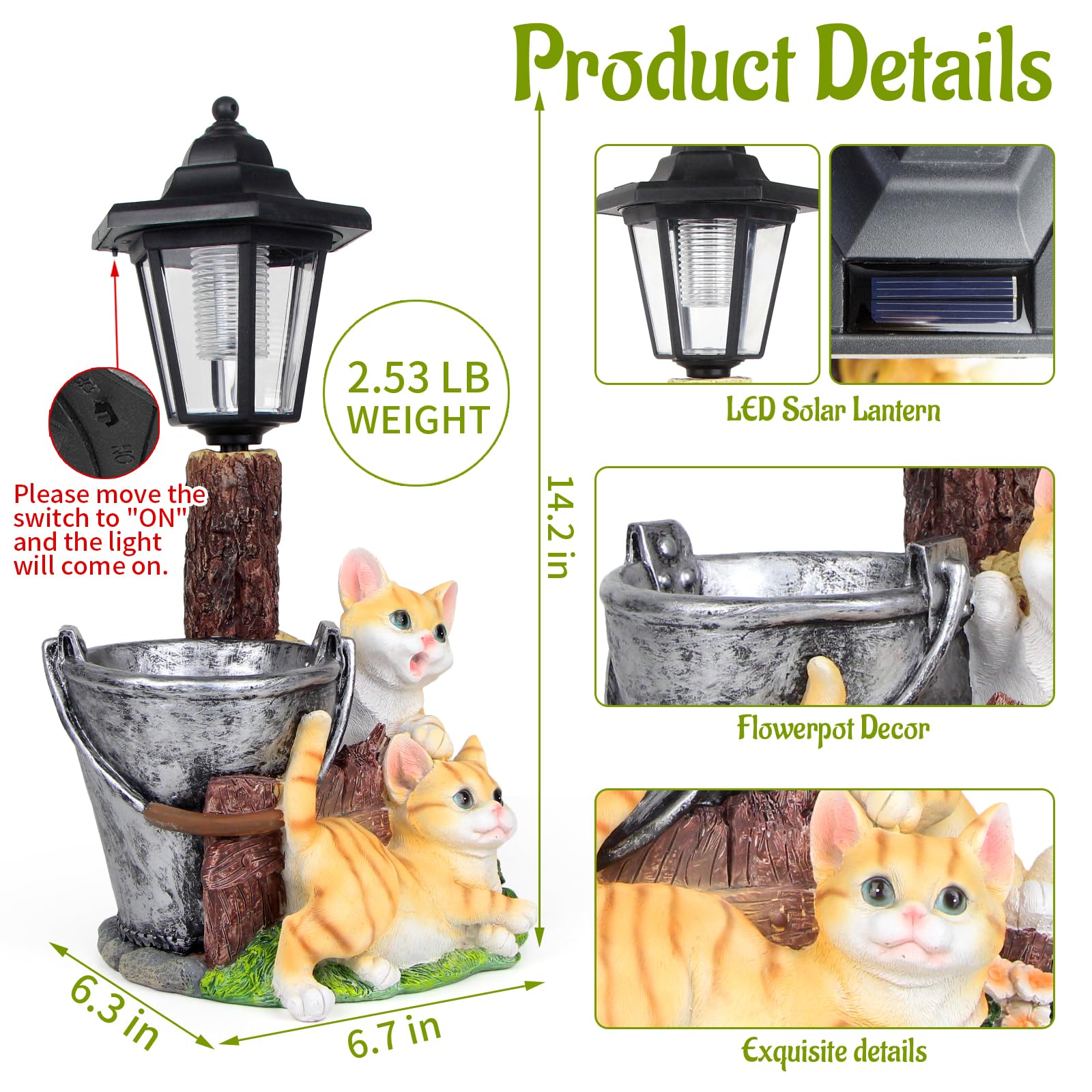 YEPOTUE lantern detail highlighting solar panel and nighttime lighting benefit