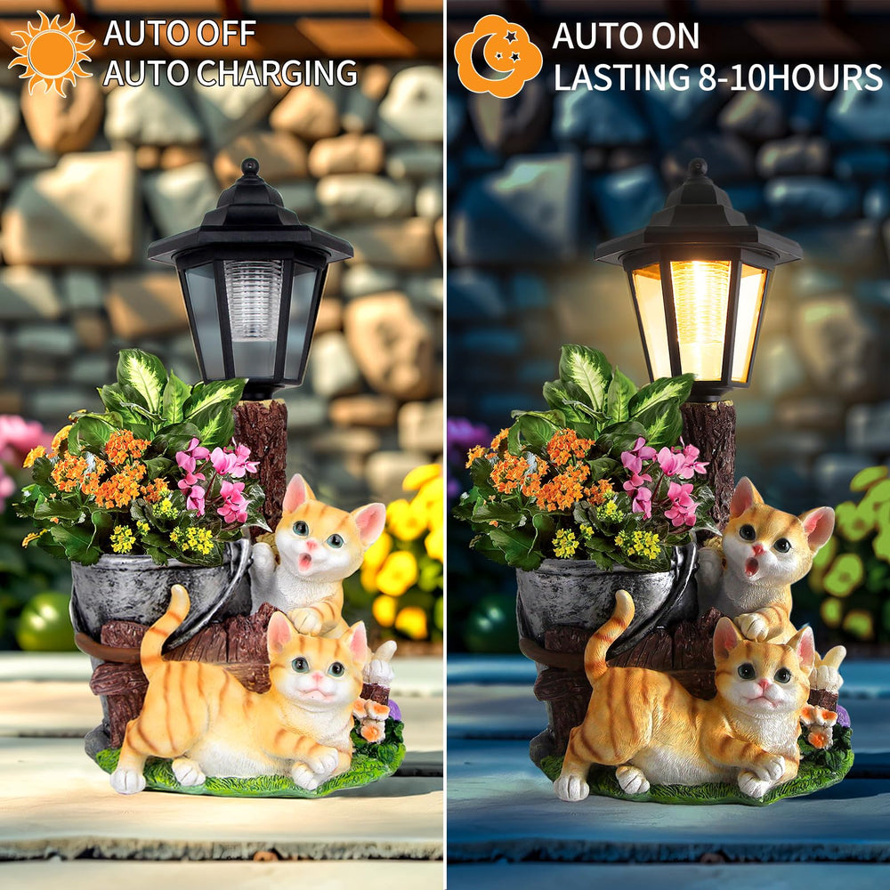 YEPOTUE side profile showing sculpted cats and stable base for outdoor use
