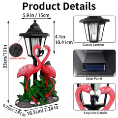 YEPOTUE flamingo placed in a flower bed enhancing yard with romantic accent lighting