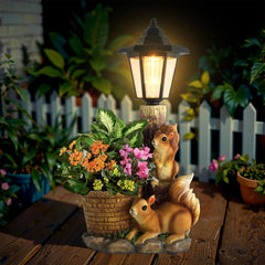 YEPOTUE front view of squirrel statue showcasing charming garden accent and durability