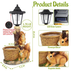 YEPOTUE squirrel planter filled with flowers to show planting possibilities and color