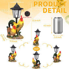 YEPOTUE rooster lantern glowing at night, provides soft solar-powered illumination