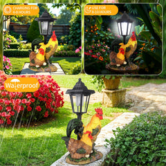 YEPOTUE side profile of rooster and hen figure, highlights lifelike details and durability