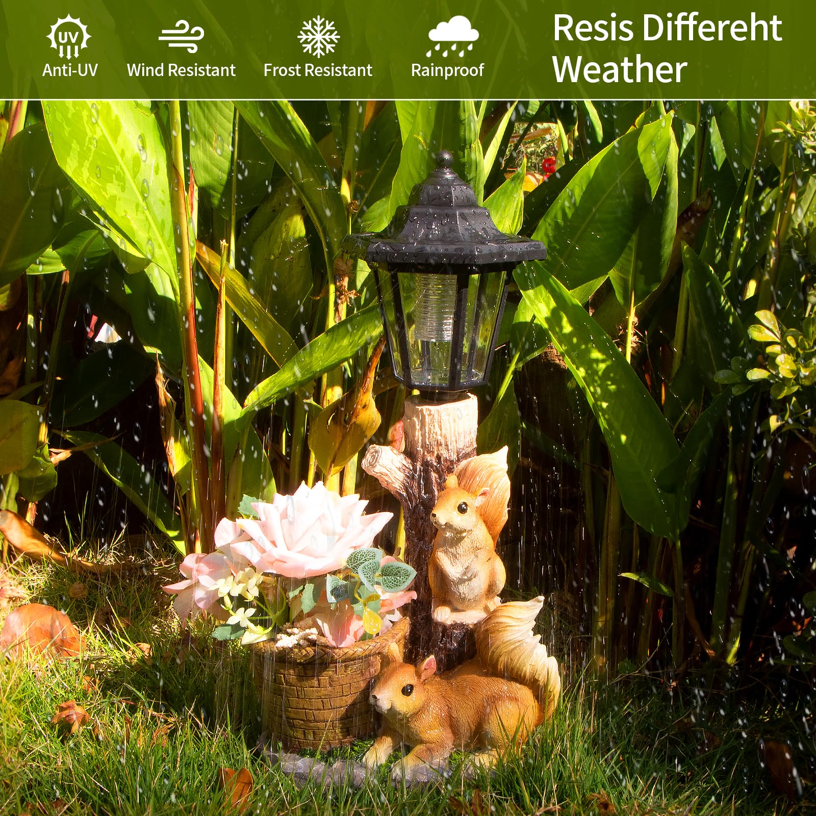YEPOTUE statue size shown next to potted plant for scale and placement guidance