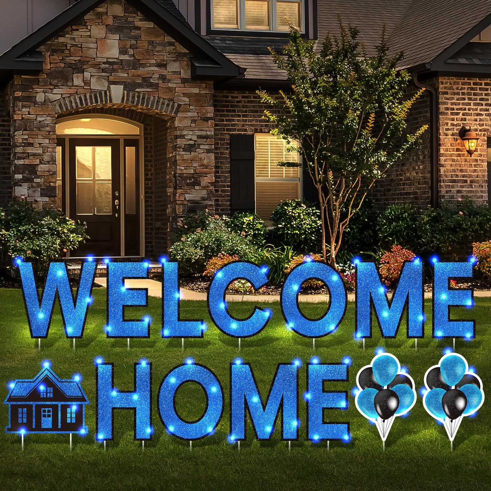 Yerliker front row display of welcome home letters showing clear yard visibility
