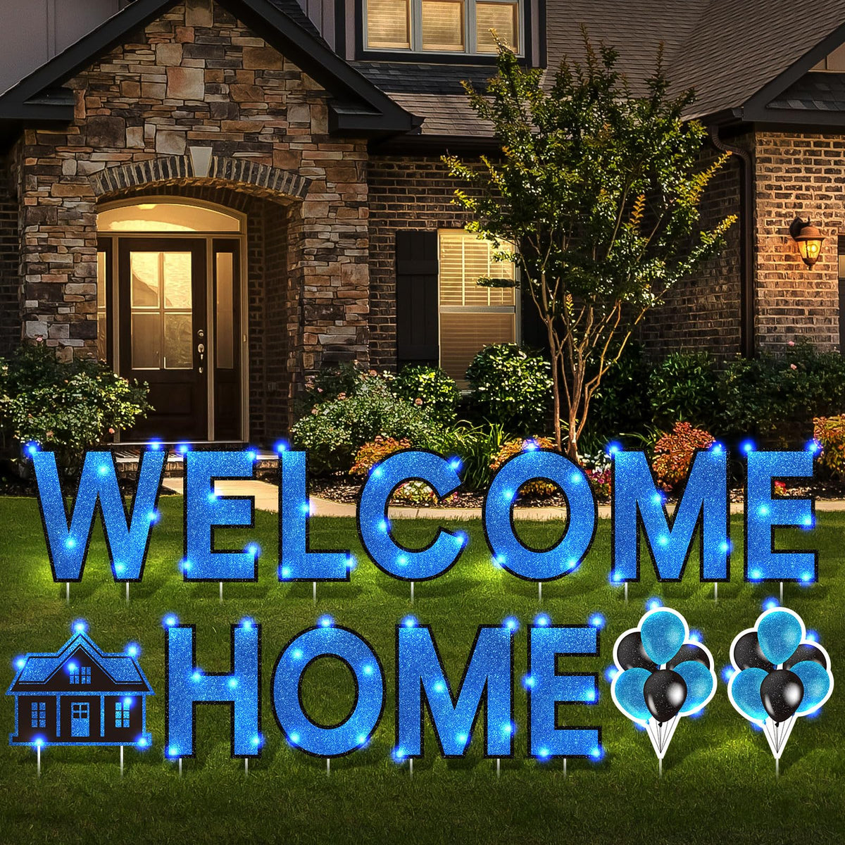 Yerliker front row display of welcome home letters showing clear yard visibility