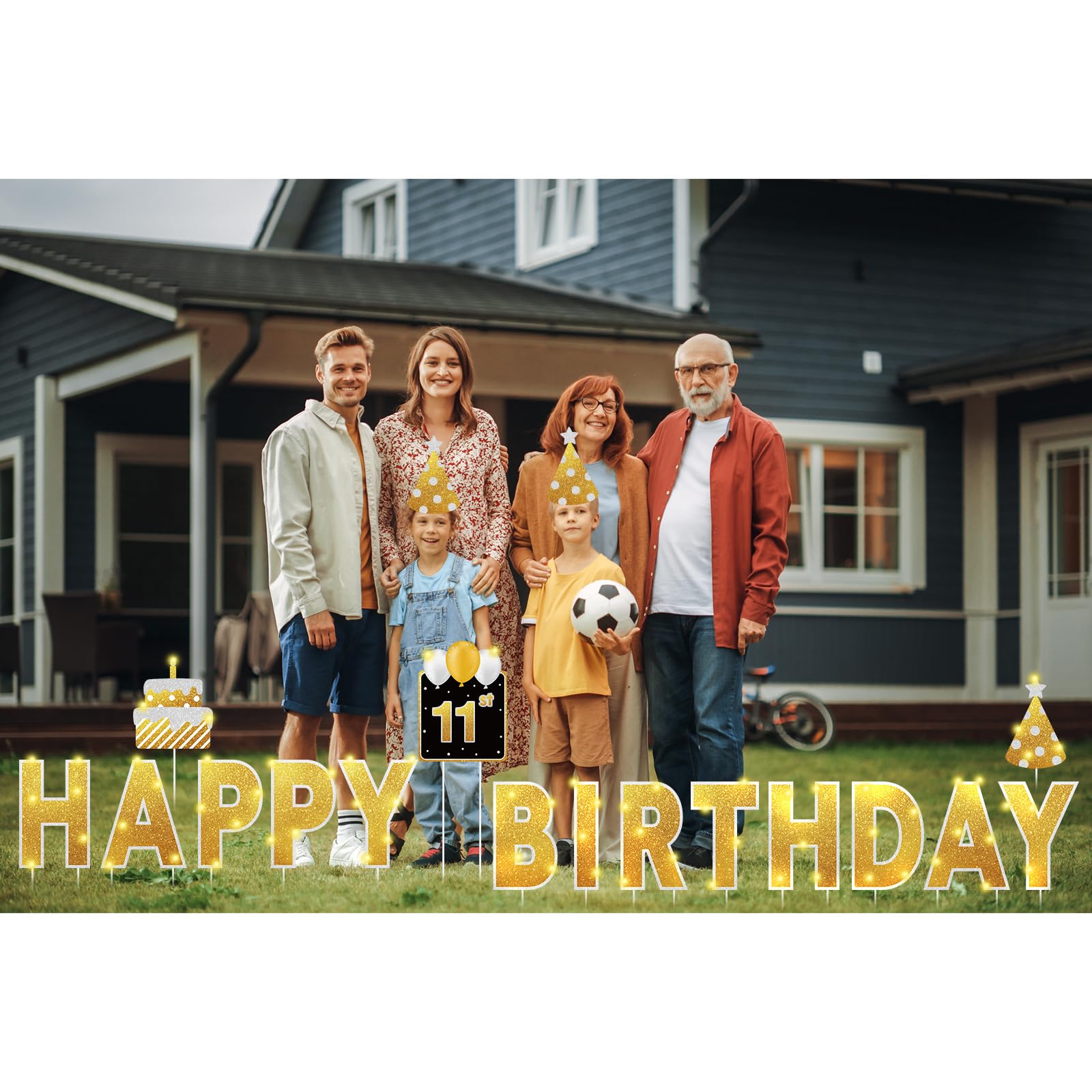 Yerliker full driveway display creating a welcome birthday focal point