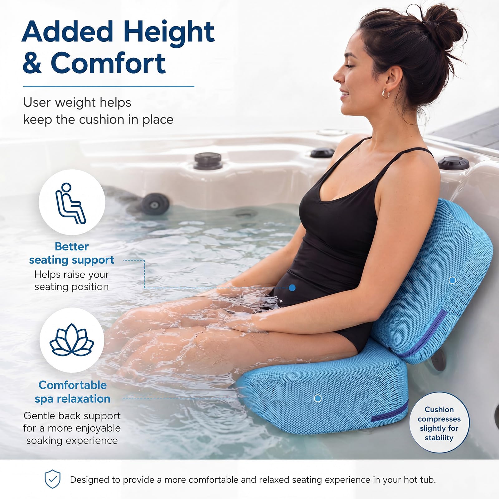 Yerliker lumbar pad attachment zipped to seat for extra 6.3-inch lift advantage