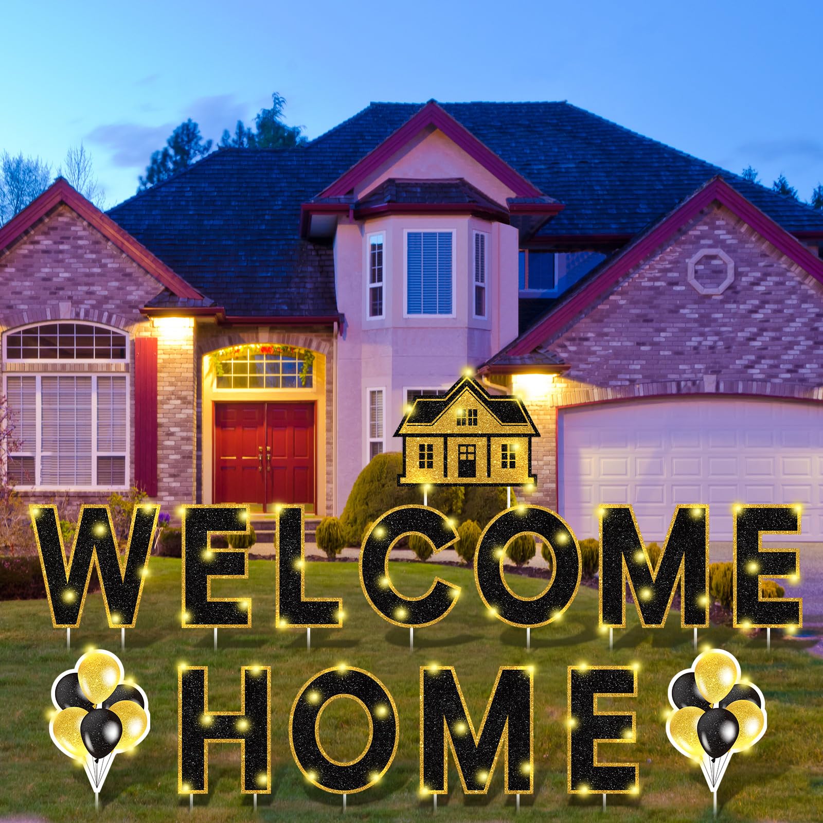 Yerliker installed welcome home sign on lawn showing festive entrance presentation