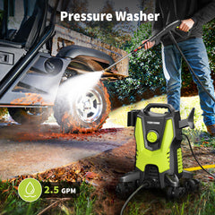 Yeryork foam cannon with detergent showing efficient suds coverage