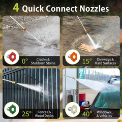 Yeryork four metal quick-connect nozzles demonstrating spray options