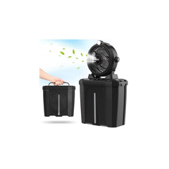 YESERLI front view of misting fan showing compact cooling and light