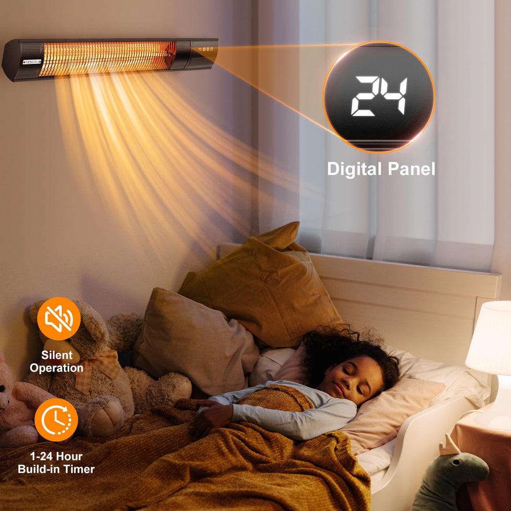 YESERLI heater in garage offering quiet, zone-specific heating benefit