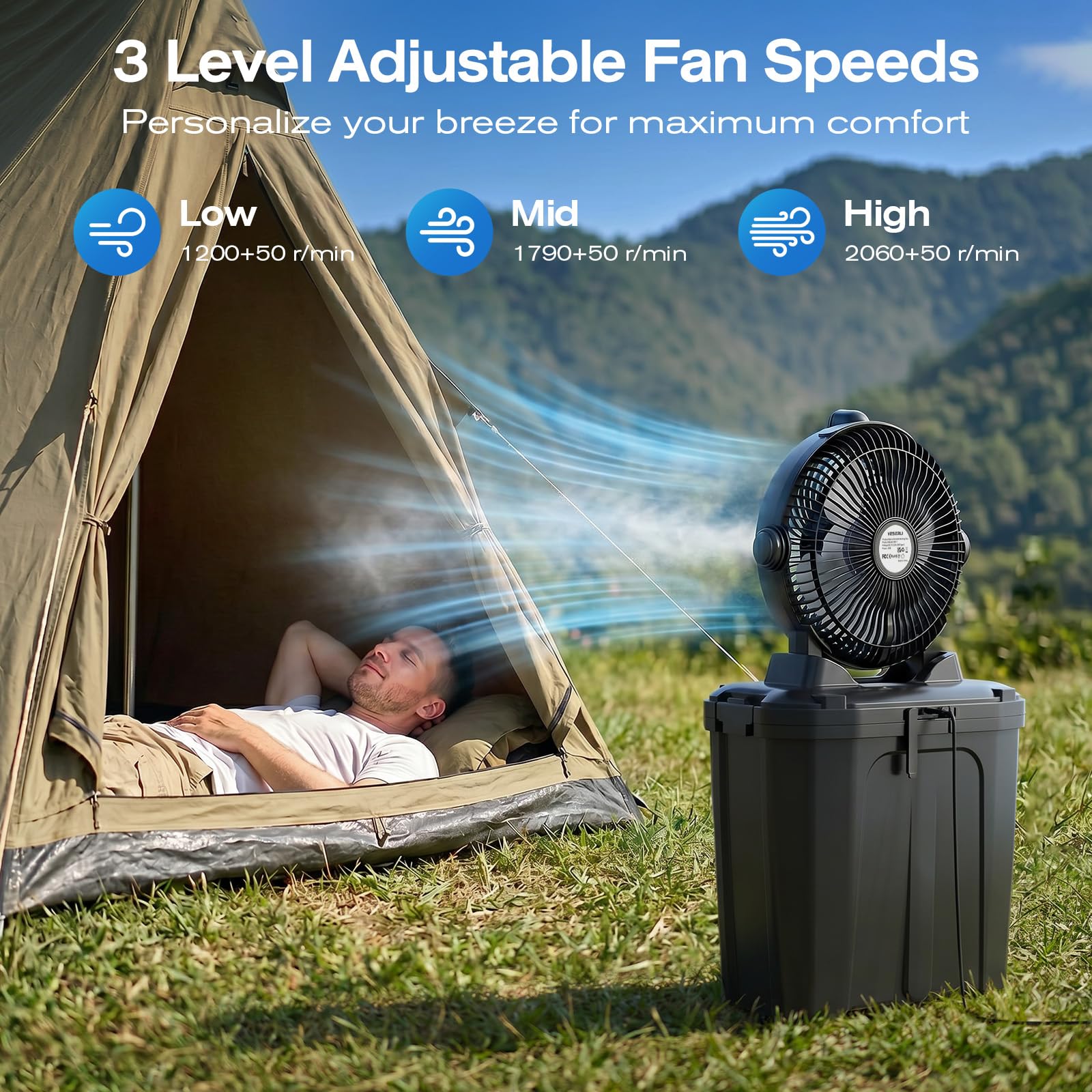 YESERLI in use at campsite with LED on for night comfort benefit