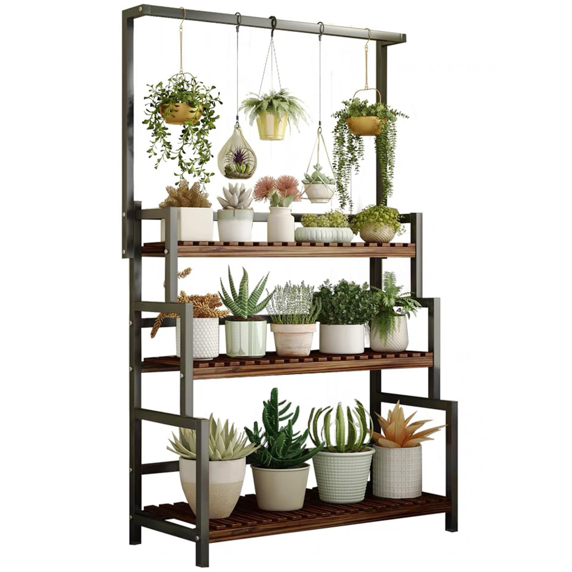 yeshine front view ladder plant stand showing tiered display and space saving benefit