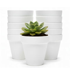 YESIACE front view of 24-pack white terracotta pots showing organized set benefit