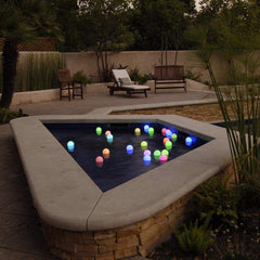 YESIE orb resting on pool step to show size and stable flat base for safety