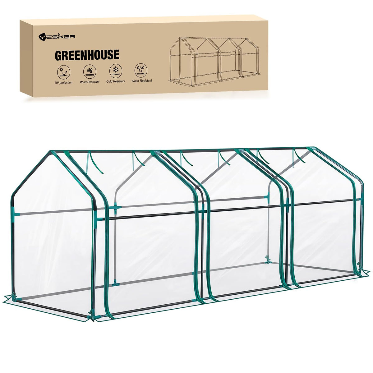 Yesker front view showing full PVC cover and sunlight benefit
