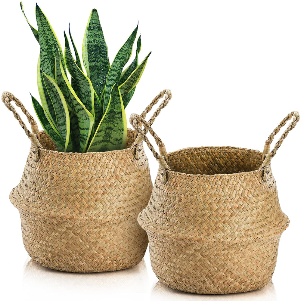 Yesland front view of two large baskets showing shape and finish, stylish storage benefit