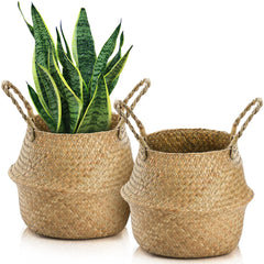 Yesland front view of two large baskets showing shape and finish, stylish storage benefit