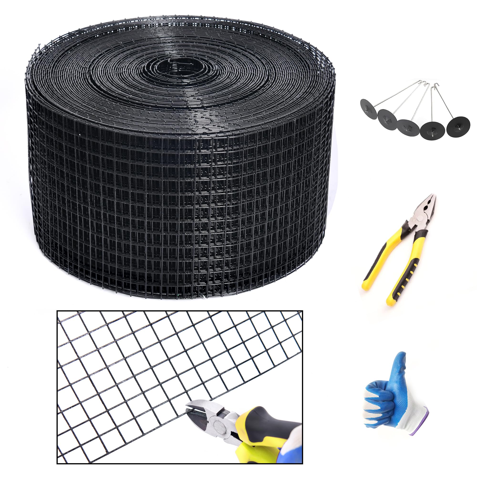 YESON front view of rolled mesh kit showing size and accessories for fast protection