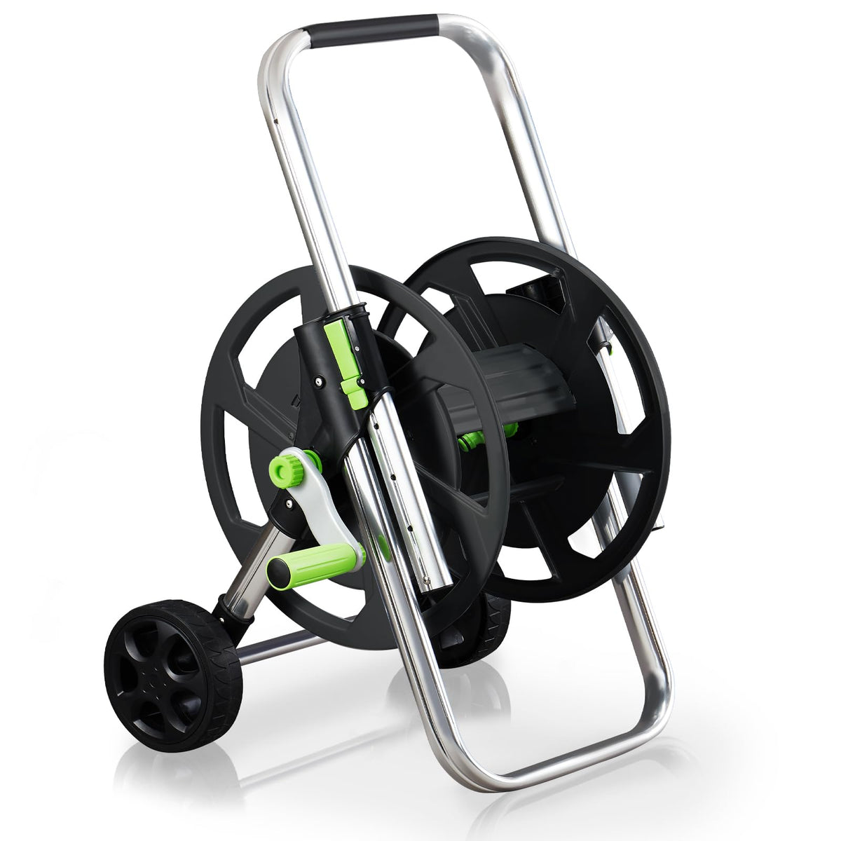 YESTAR front view of assembled reel cart shows compact storage benefit