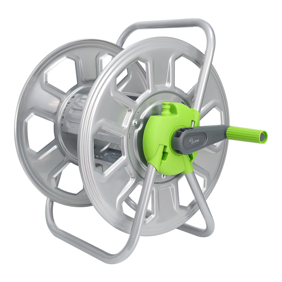 YESTAR front view of hose reel showing compact durable storage and quick access