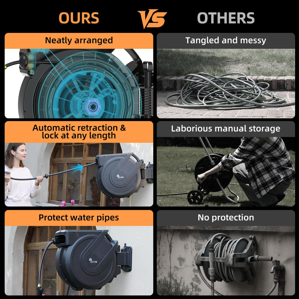 YESTAR hose spread to demonstrate full 100ft reach for large yards