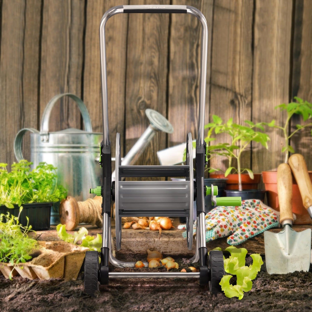 YESTAR cart next to a person for size comparison and capacity clarity