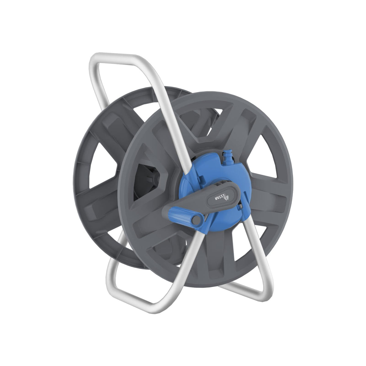 YESTAR front view of hose reel showing compact portable storage benefit