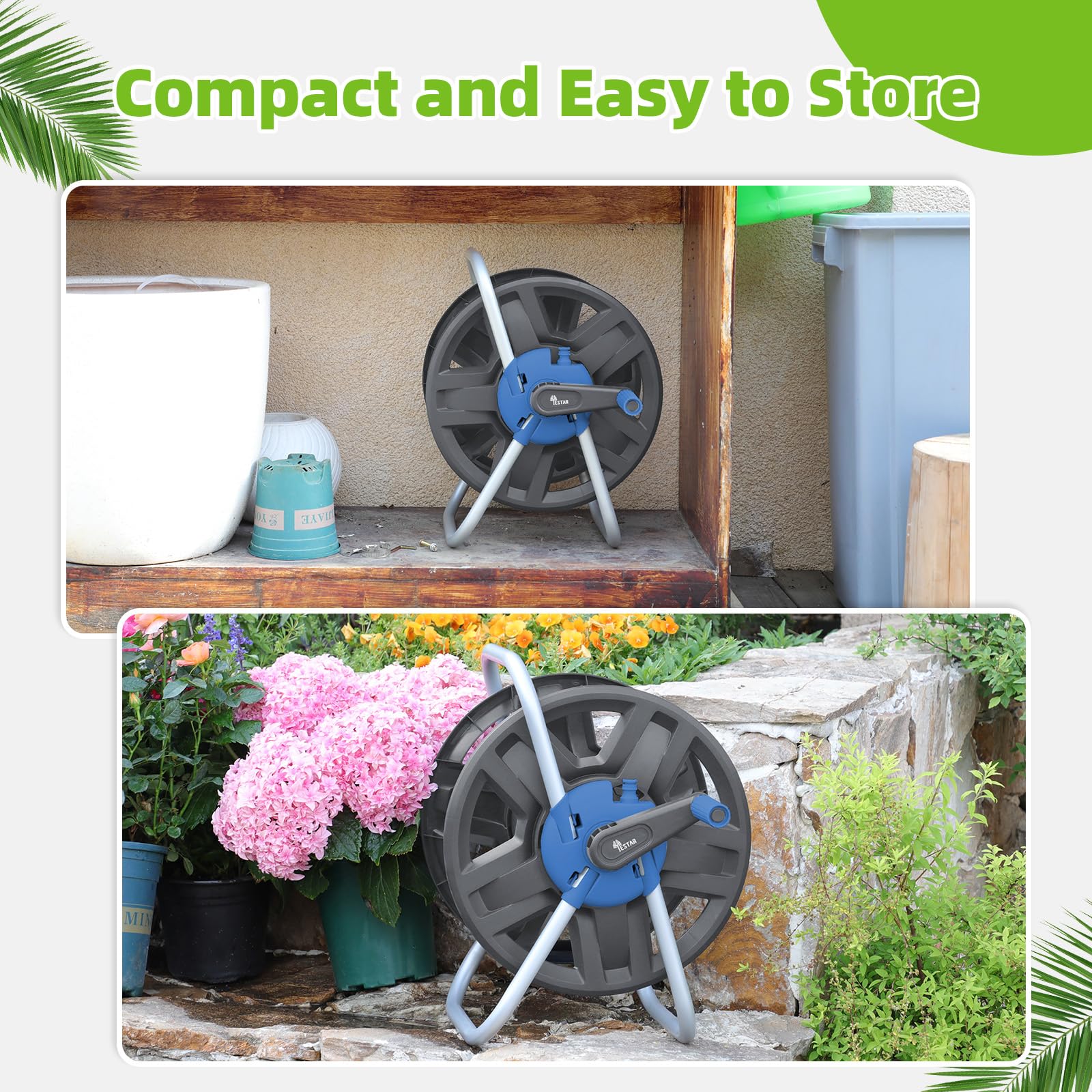 YESTAR reel next to a watering can for scale to gauge size