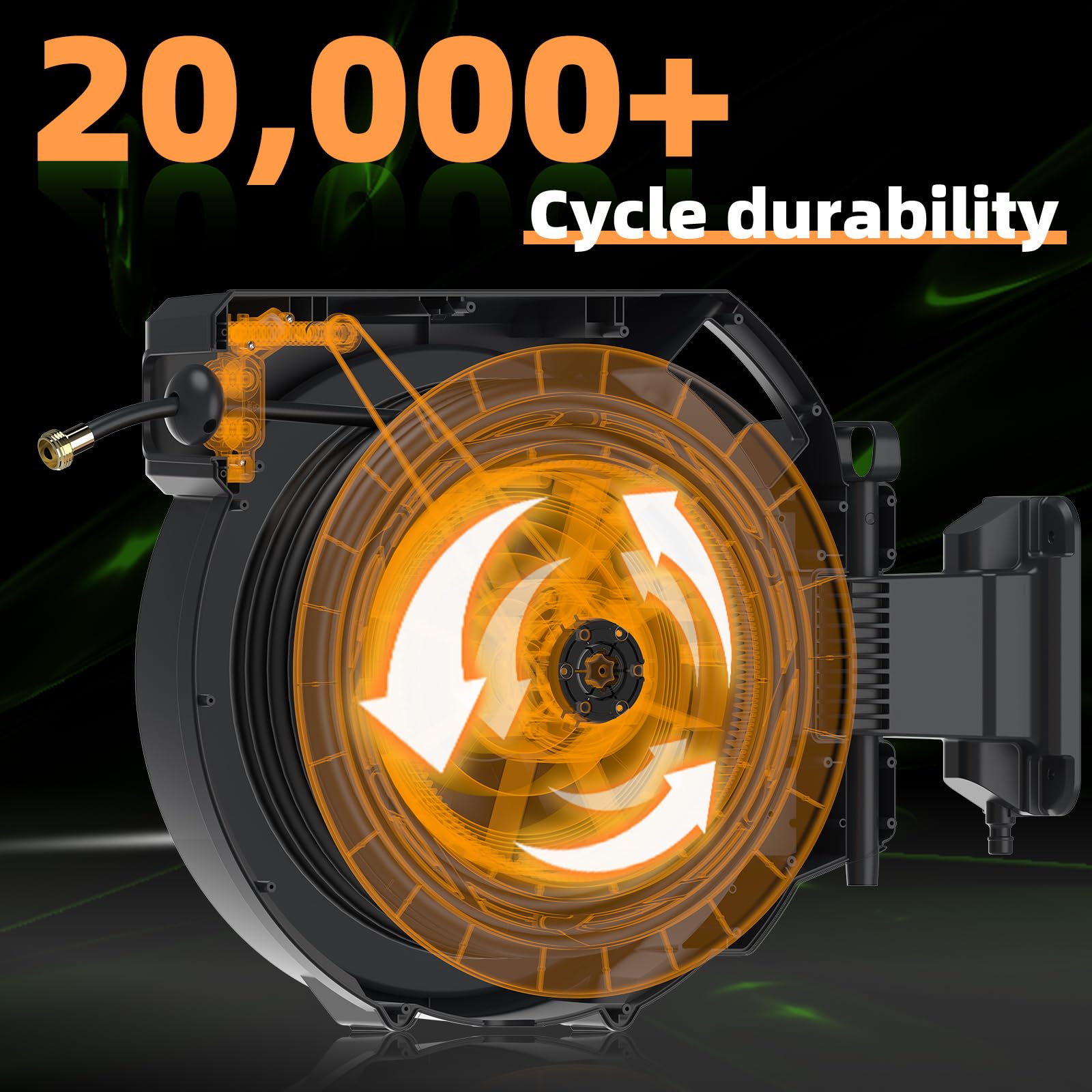 YESTAR reel in use watering lawn to speed tasks and cover wide areas