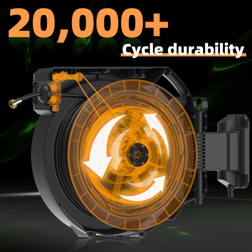 YESTAR reel in use watering lawn to speed tasks and cover wide areas