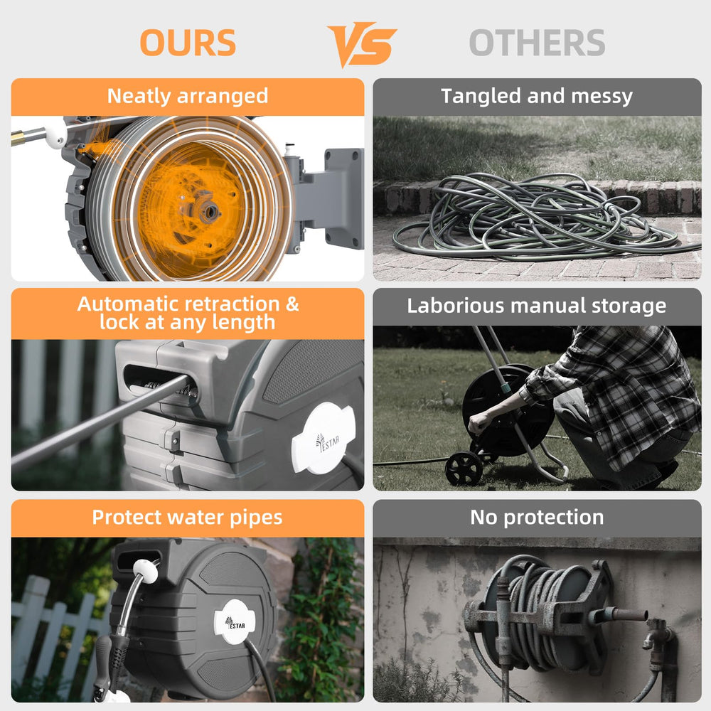 YESTAR reel mid-retract demonstrating slow-rewind safety and reduced whip benefit