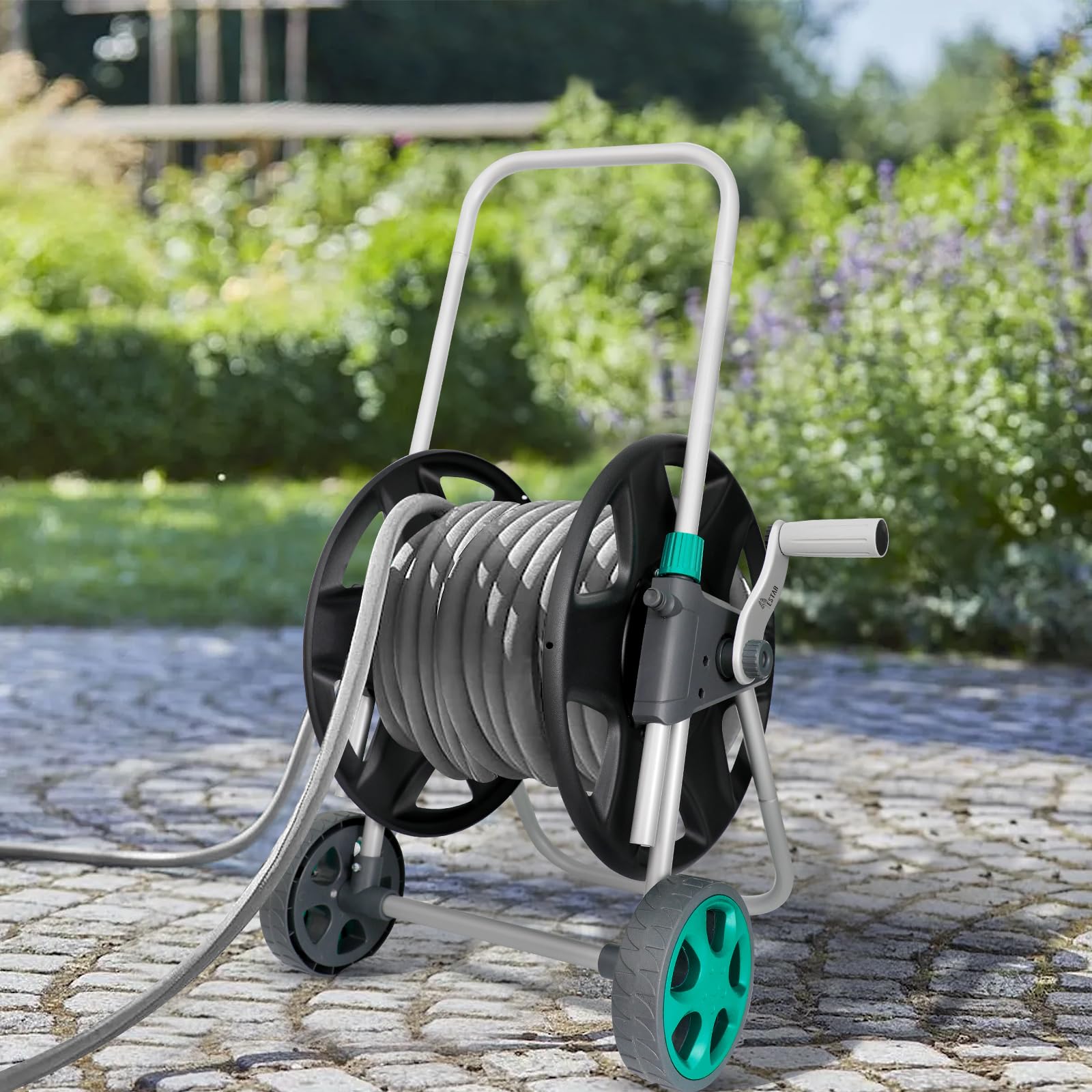 YESTAR with coiled hose showing capacity and scale for long hoses