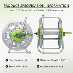 YESTAR coiled 5/8" hose on reel showing neat, tangle-free storage