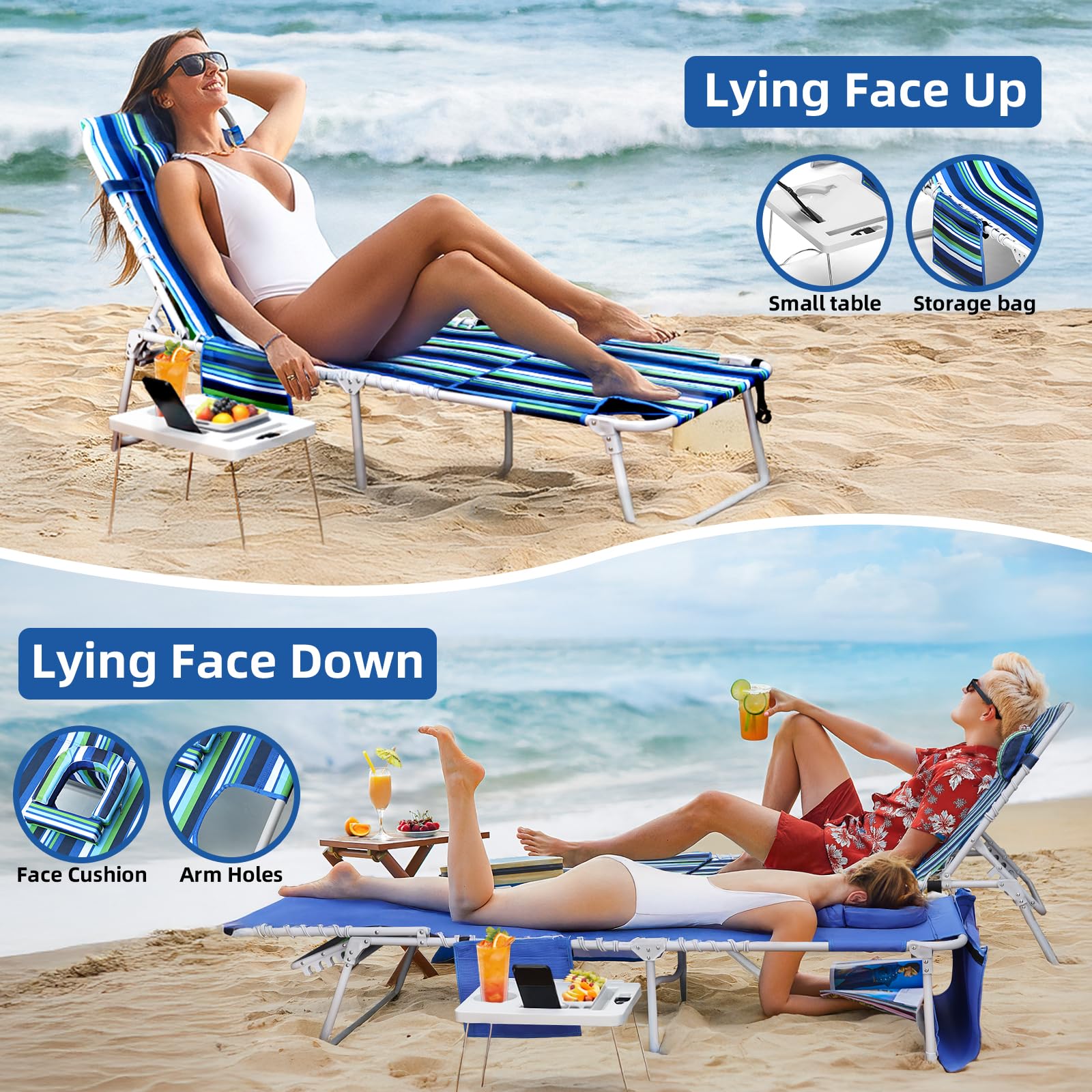Yestomo face hole prone position demonstrating comfortable face-down tanning benefit