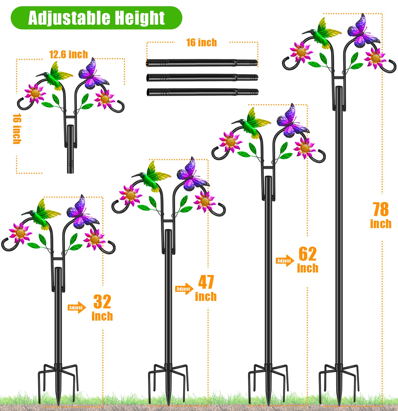 yeuago assembled height scale against person showing 78-inch tall reach and visibility