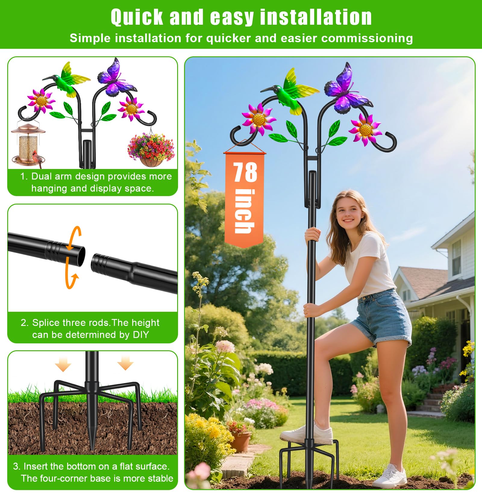yeuago hook supporting bird feeders illustrating balanced weight distribution and wildlife appeal