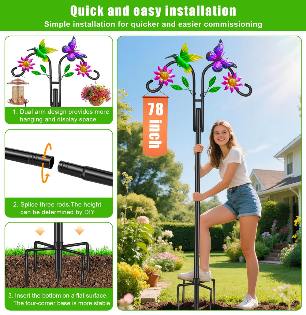 yeuago hook supporting bird feeders illustrating balanced weight distribution and wildlife appeal