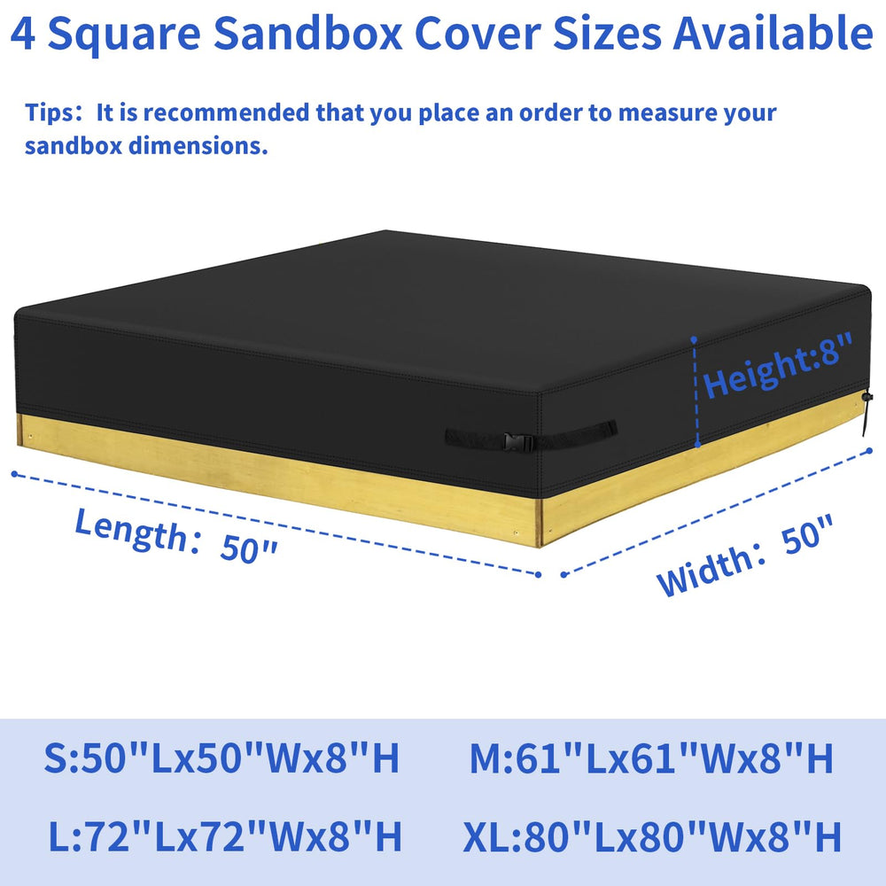 Yexcend cover next to measuring tape illustrating 50x50x8 inch dimensions